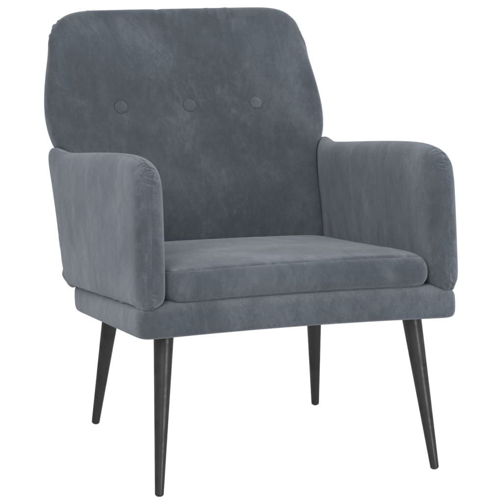 Armchair Dark Grey Velvet (100% Polyester), Metal, Plywood Medium