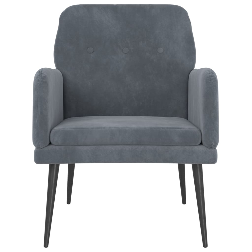 Armchair Dark Grey Velvet (100% Polyester), Metal, Plywood Medium