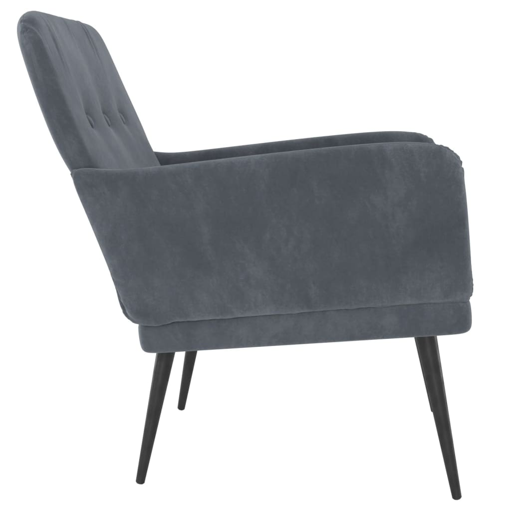 Armchair Dark Grey Velvet (100% Polyester), Metal, Plywood Medium