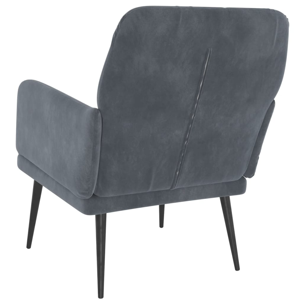 Armchair Dark Grey Velvet (100% Polyester), Metal, Plywood Medium