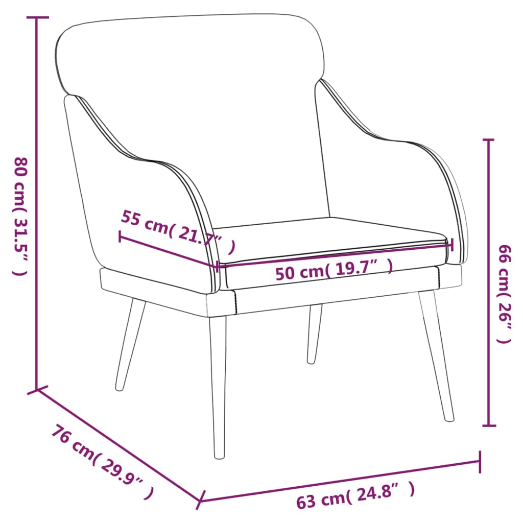 Armchair Faux Leather, Metal, Plywood 24.8 X 29.7 X 31.5 In