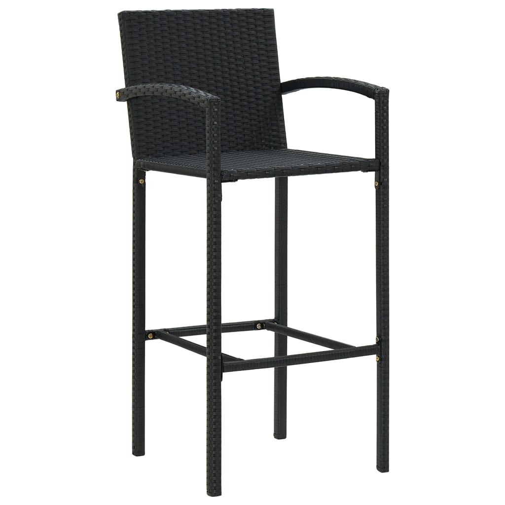 Bar Stool Set Of 2 Poly Rattan, Powder-Coated Steel