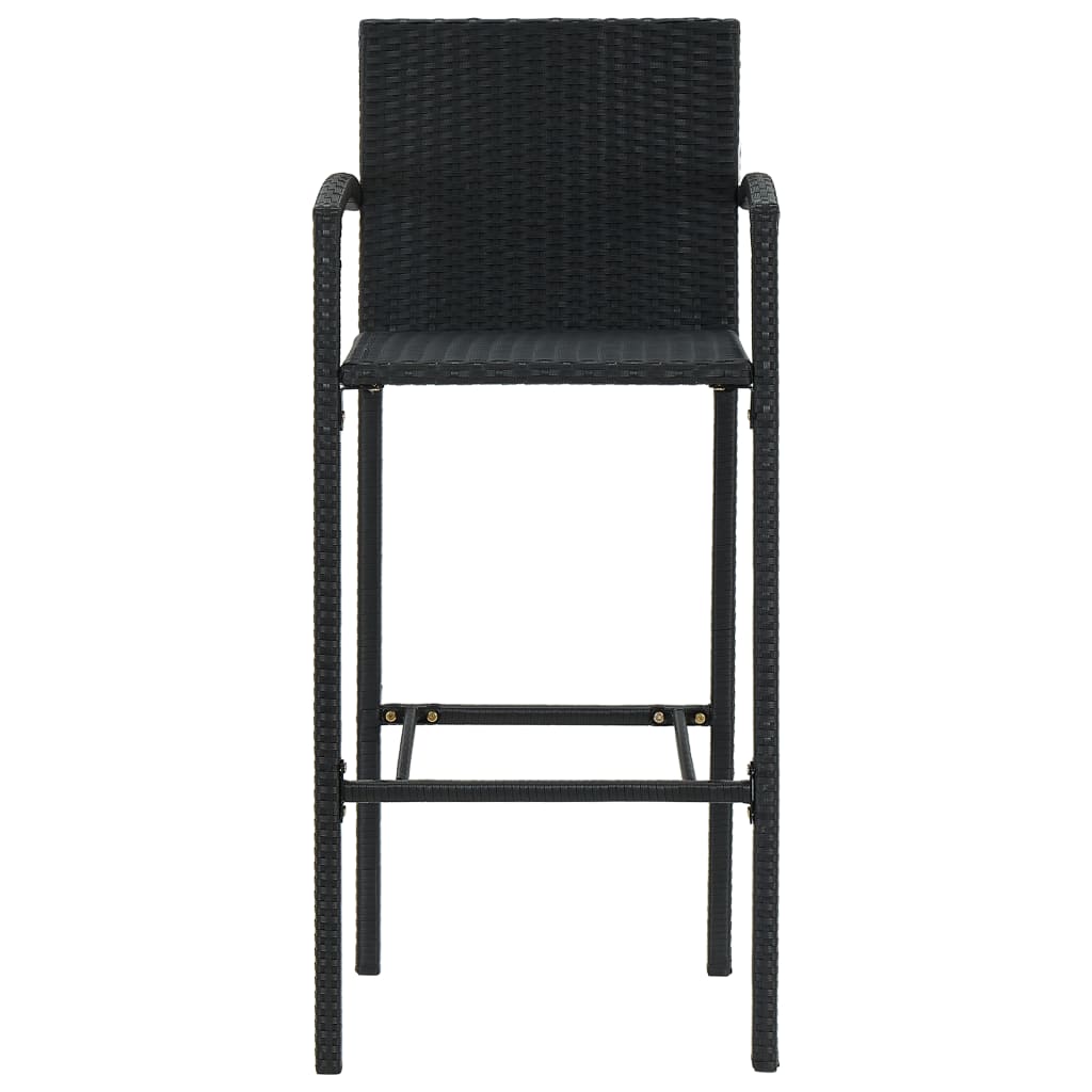 Bar Stool Set Of 2 Poly Rattan, Powder-Coated Steel