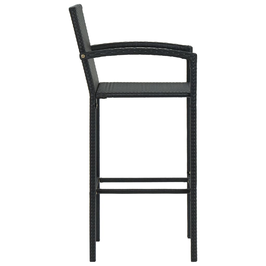 Bar Stool Set Of 2 Poly Rattan, Powder-Coated Steel