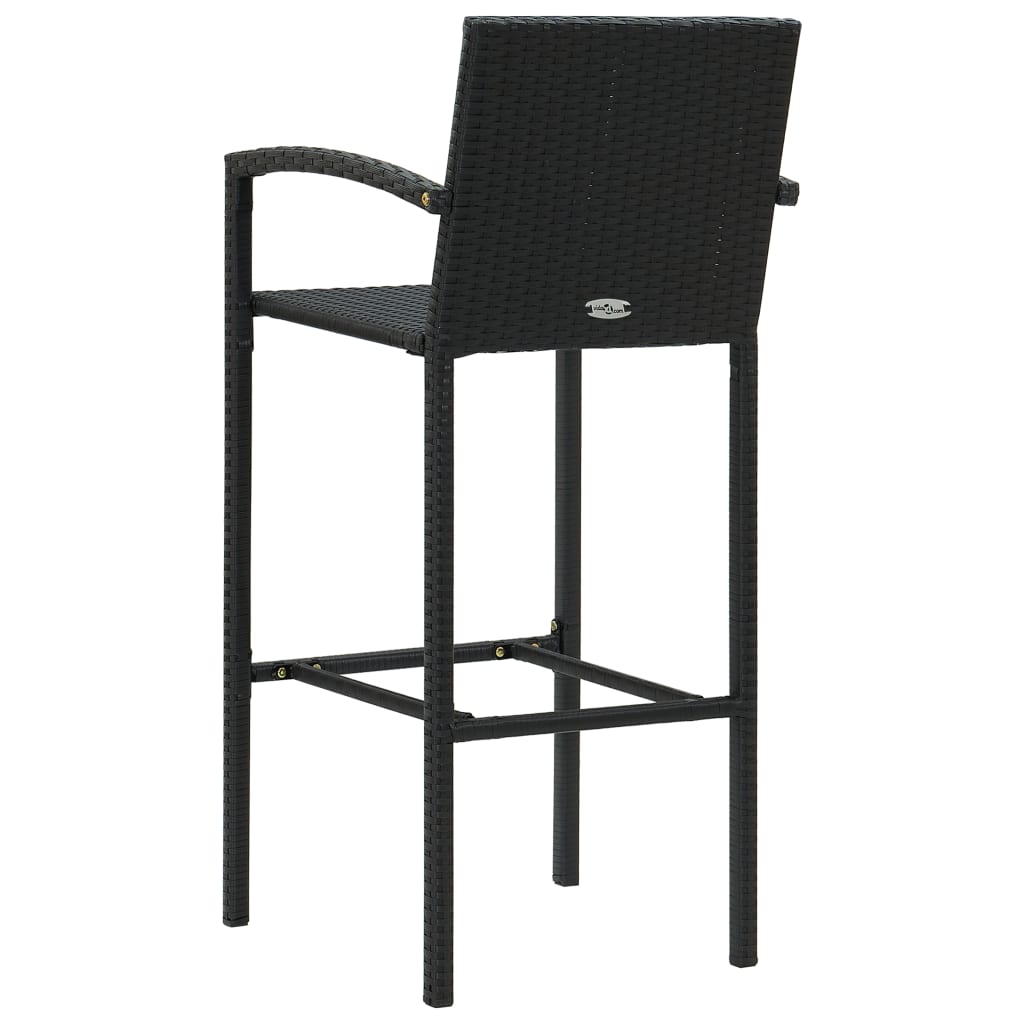Bar Stool Set Of 2 Poly Rattan, Powder-Coated Steel