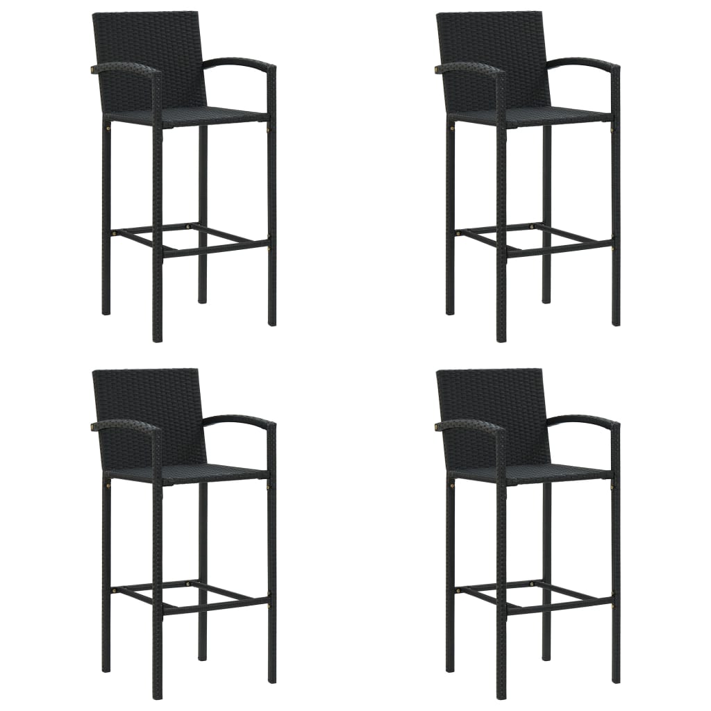 Bar Stool Set Of 2 Poly Rattan, Powder-Coated Steel