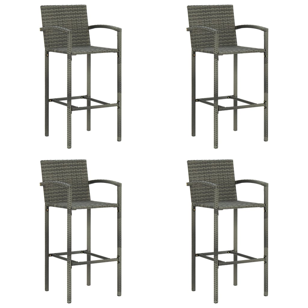 Bar Stool Set Of 2 Poly Rattan, Powder-Coated Steel