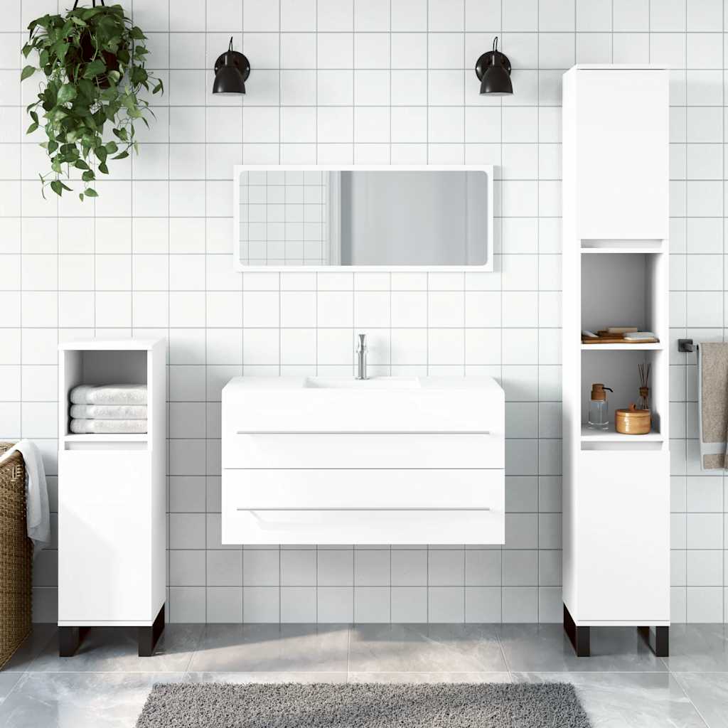 Bathroom Cabinet With Mirror Engineered Wood Large