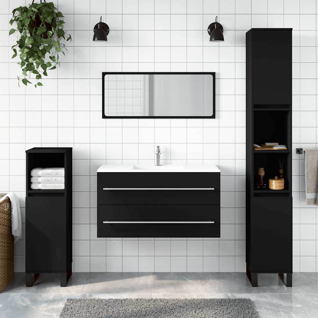 Bathroom Cabinet With Mirror Engineered Wood Large