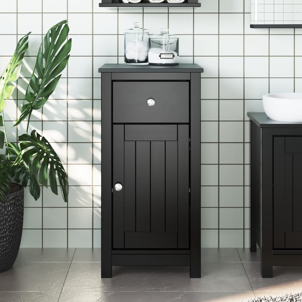 Bathroom Cabinet Solid Pine Wood, Engineered Wood, Metal