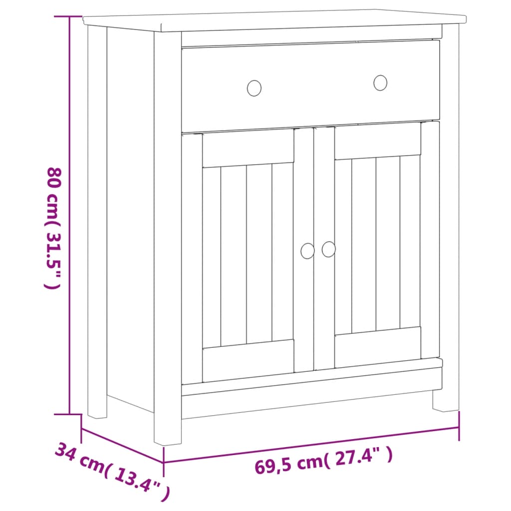 Bathroom Cabinet Solid Pine Wood, Engineered Wood, Metal