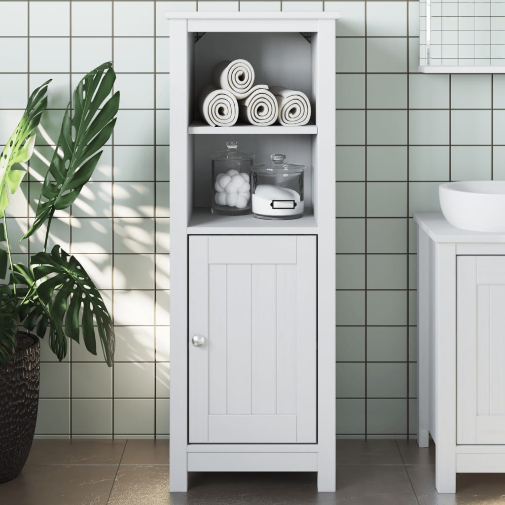 Bathroom Cabinet Solid Pine Wood, Engineered Wood, Metal