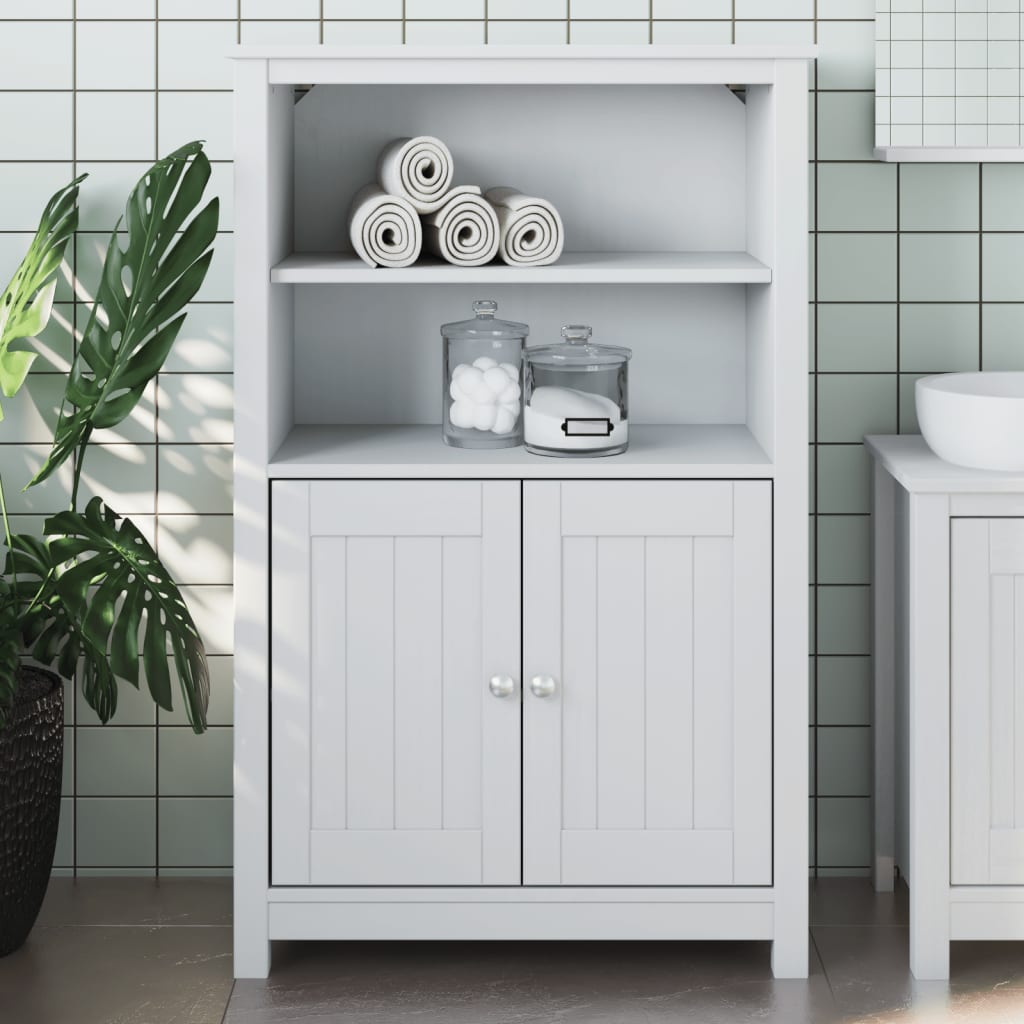 Bathroom Cabinet Solid Pine Wood, Engineered Wood, Metal