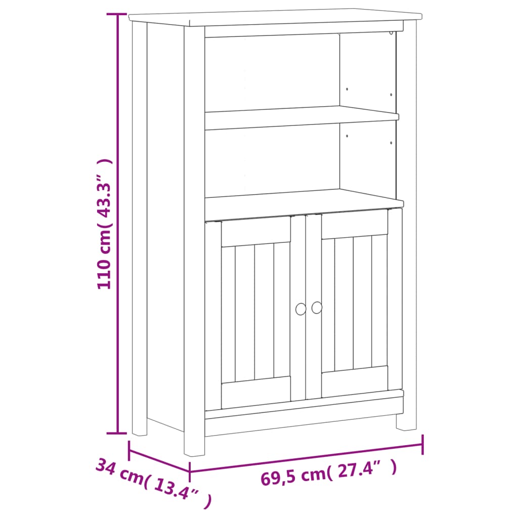 Bathroom Cabinet Solid Pine Wood, Engineered Wood, Metal