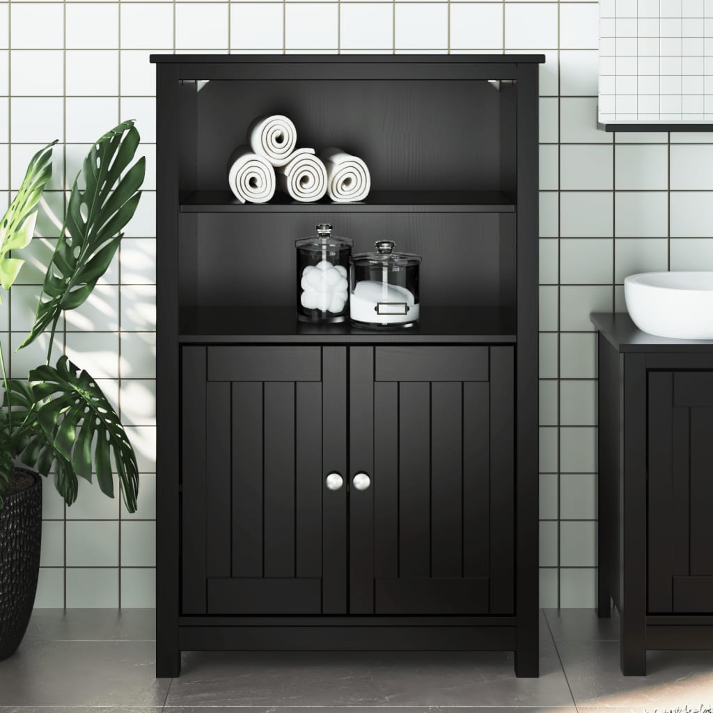 Bathroom Cabinet Solid Pine Wood, Engineered Wood, Metal