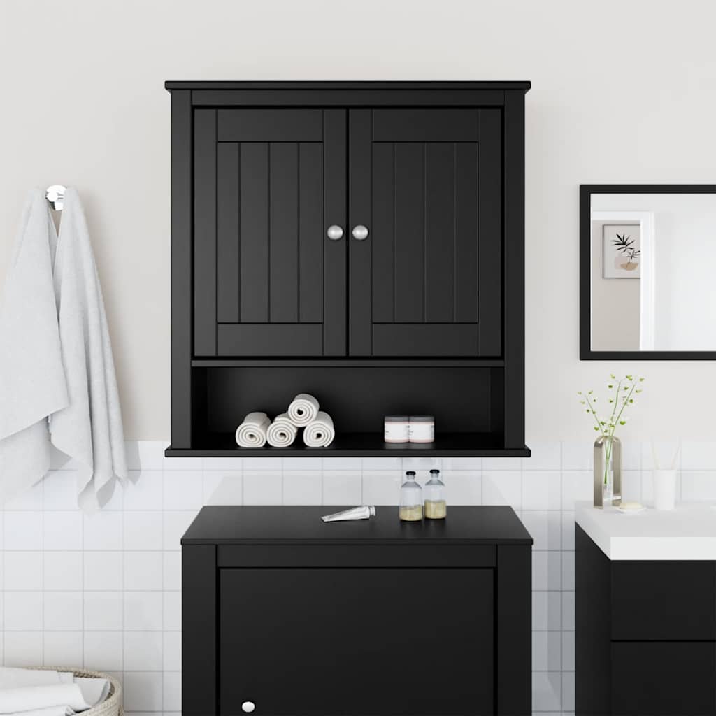 Bathroom Wall Cabinet Solid Pine Wood, Engineered Wood, Metal