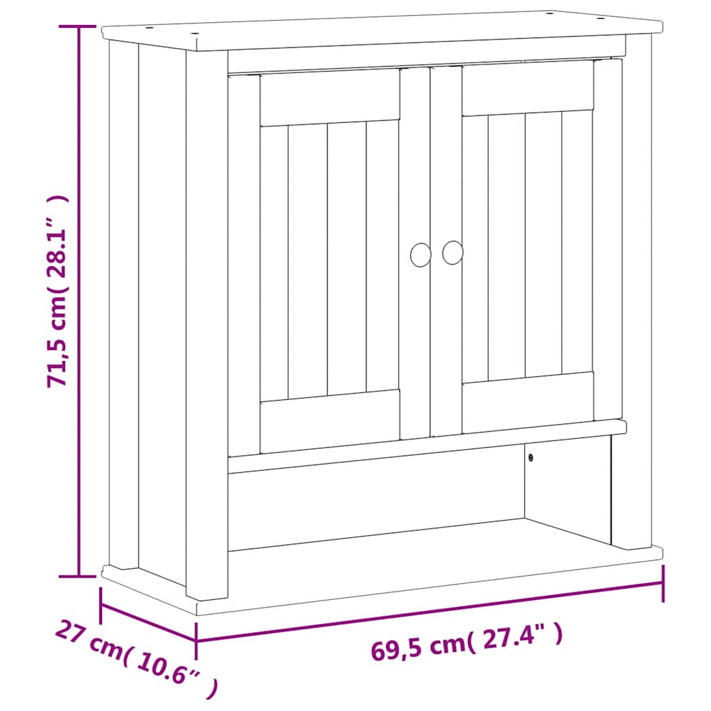 Bathroom Wall Cabinet Solid Pine Wood, Engineered Wood, Metal