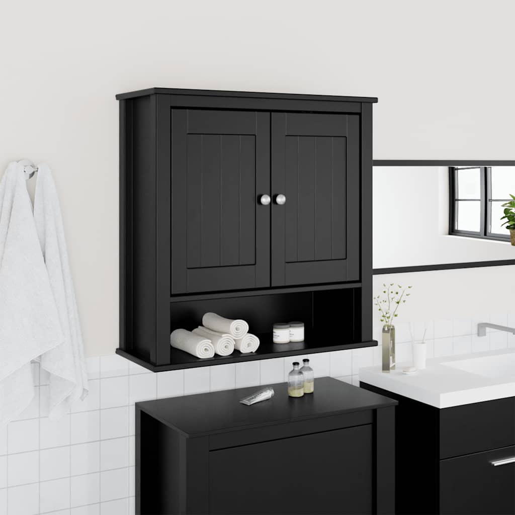 Bathroom Wall Cabinet Solid Pine Wood, Engineered Wood, Metal