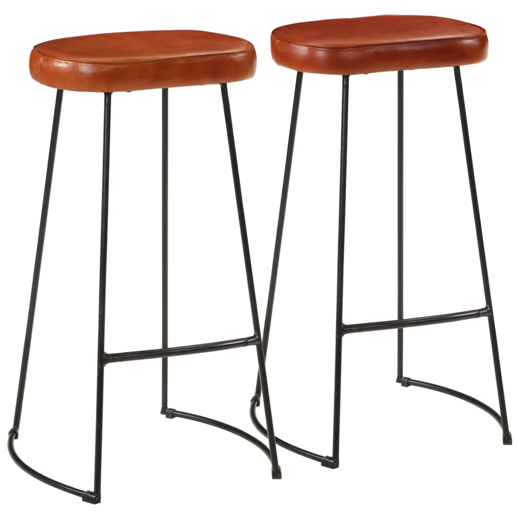 Bar Chair Set Of 2 Walnut Brown And Brass