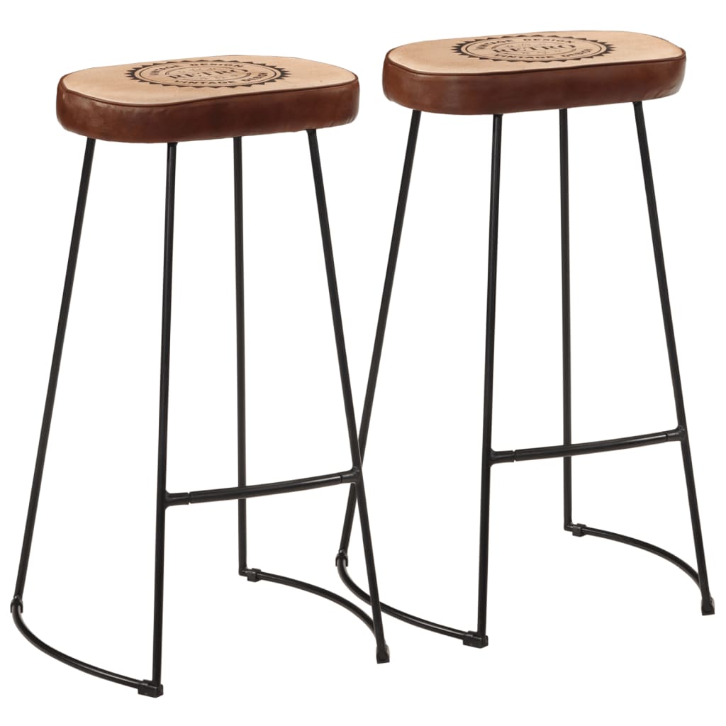 Bar Chair Set Of 2 Walnut Brown And Brass