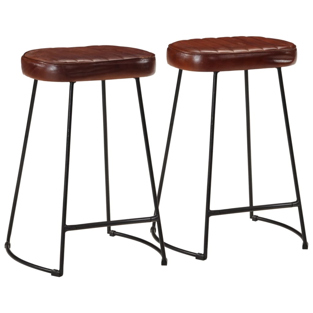 Bar Chair Set Of 2 Walnut Brown And Brass