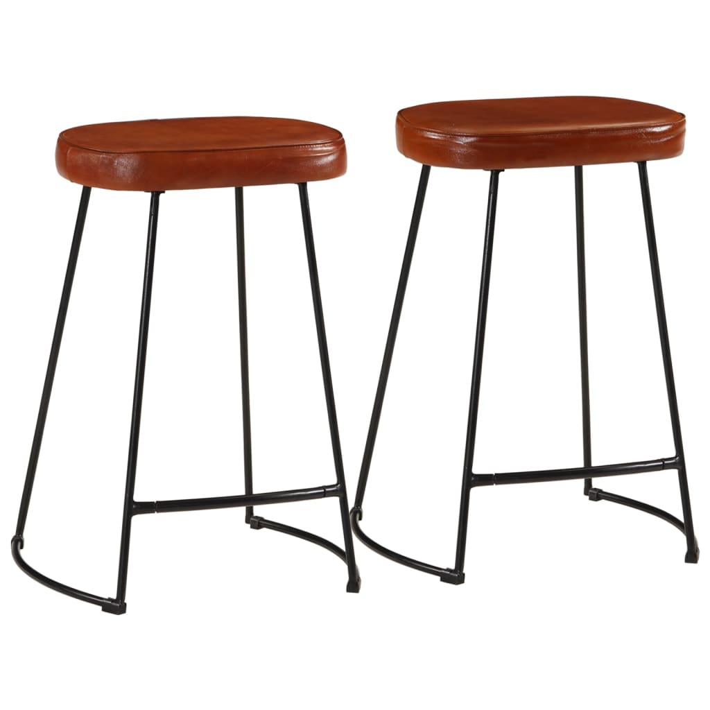 Bar Chair Set Of 2 Walnut Brown And Brass