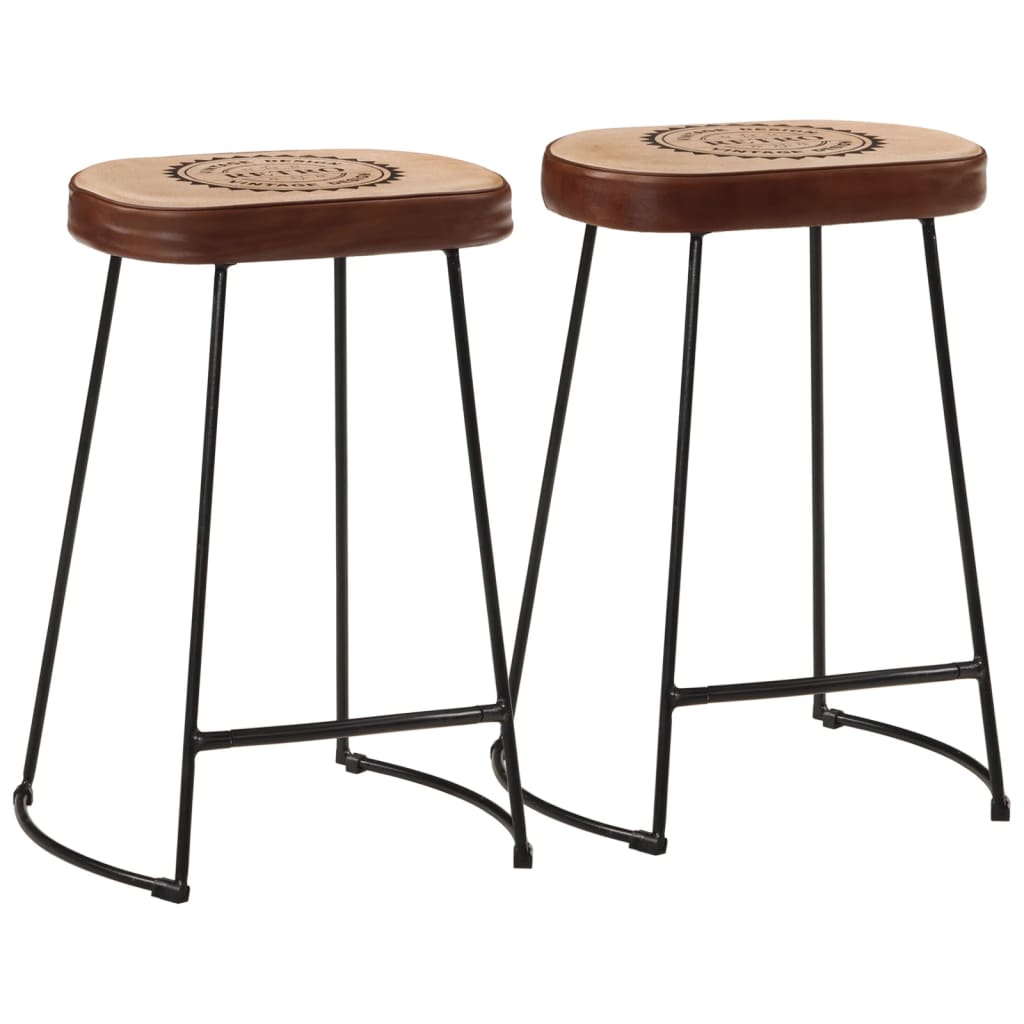 Bar Chair Set Of 2 Walnut Brown And Brass