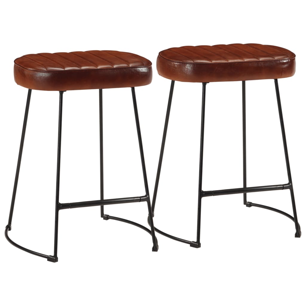 Bar Chair Set Of 2 Walnut Brown And Brass