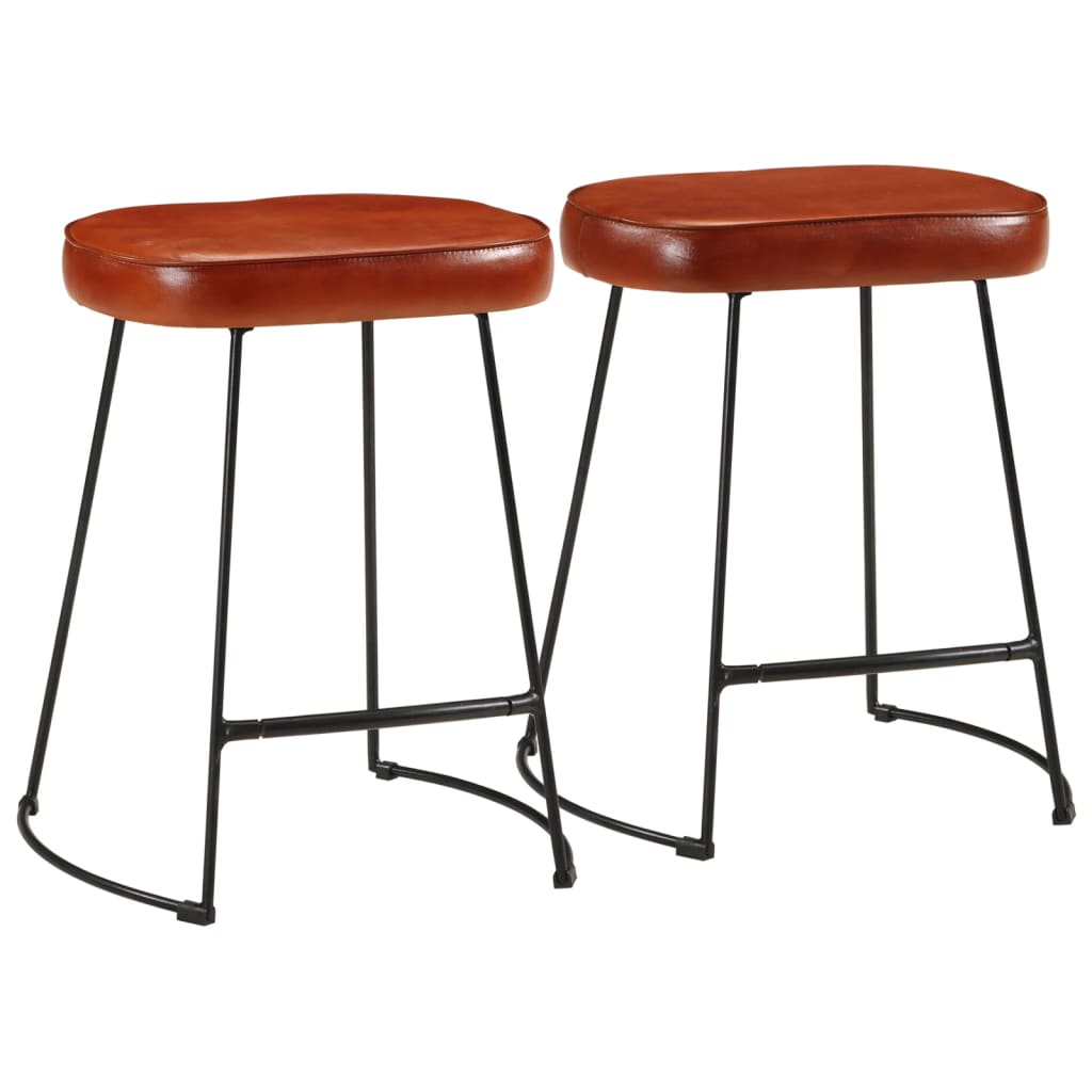Bar Chair Set Of 2 Walnut Brown And Brass