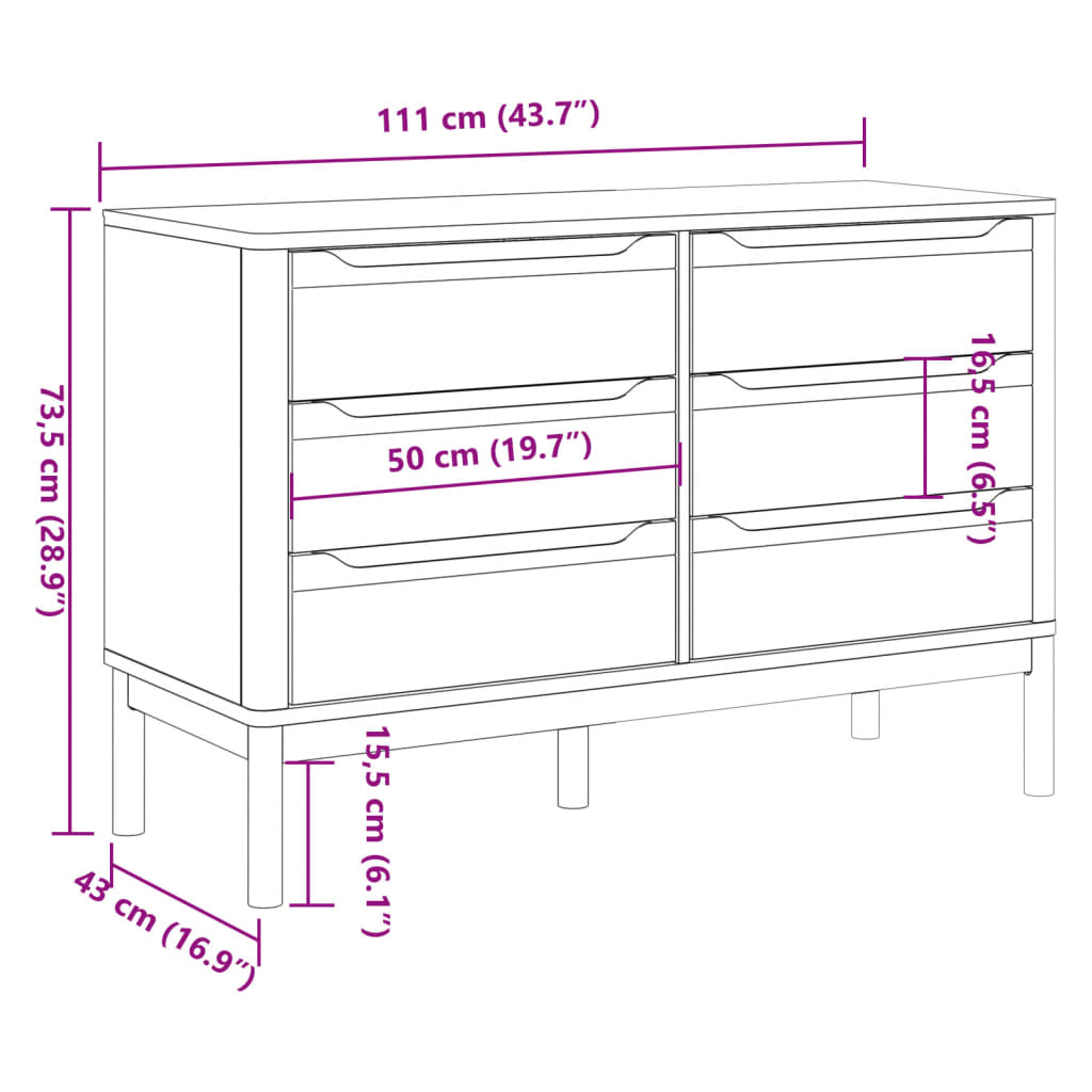 Drawer Cabinet Solid Pine Wood Medium Chest Of Drawers