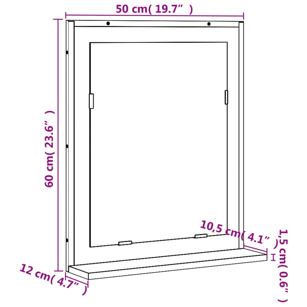 Bathroom Mirror Engineered Wood Medium Wall Mounting