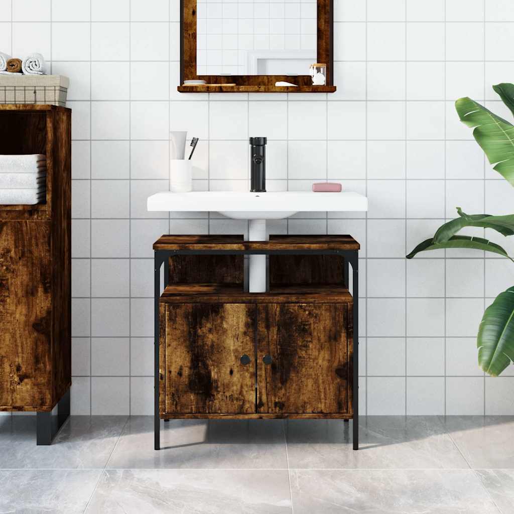 Bathroom Sink Cabinet Engineered Wood, Powder-Coated Steel
