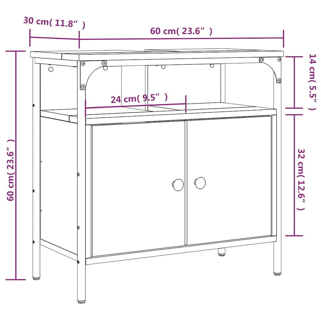 Bathroom Sink Cabinet Engineered Wood, Powder-Coated Steel