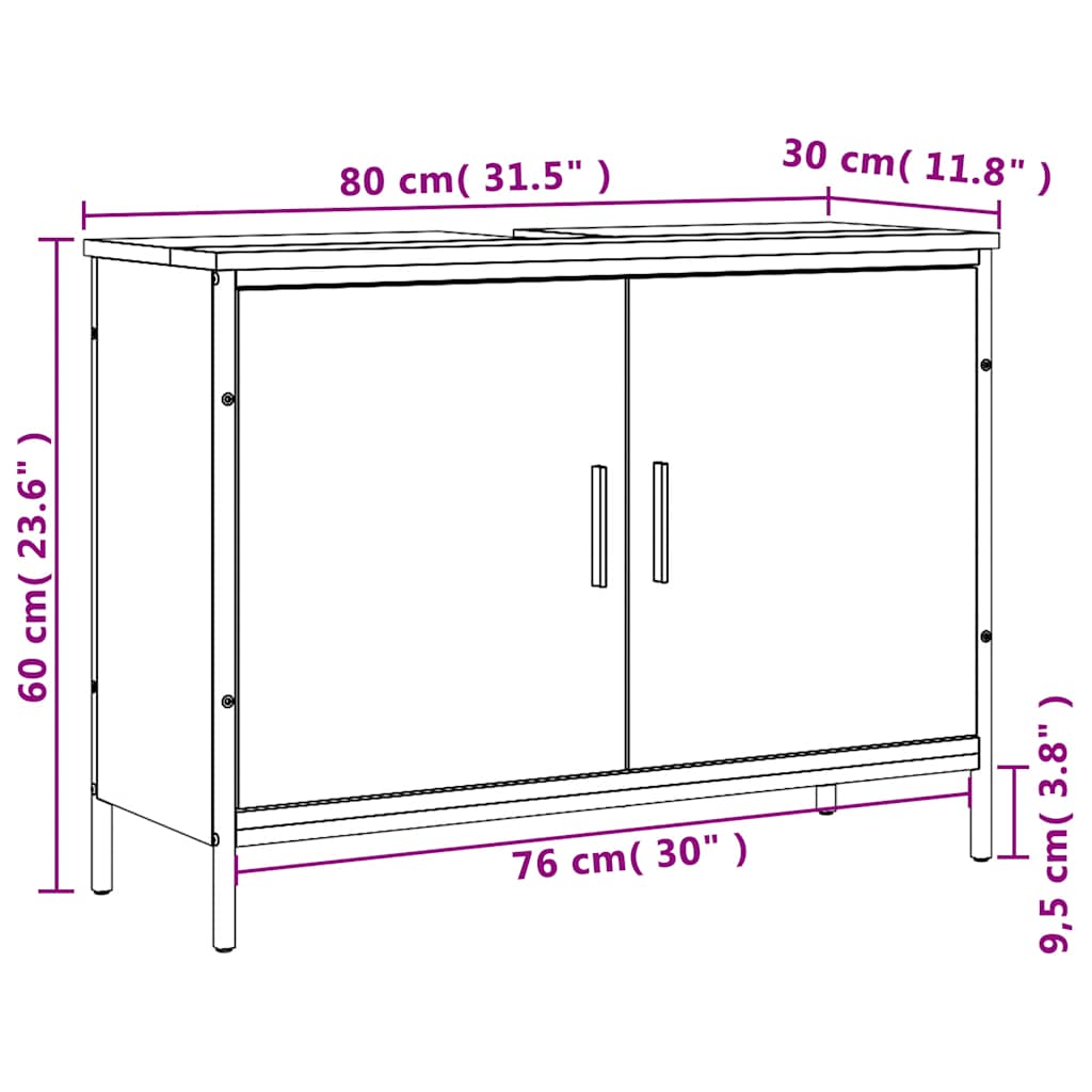 Bathroom Sink Cabinet Engineered Wood 31.5 X 11.8 X 23.6 In