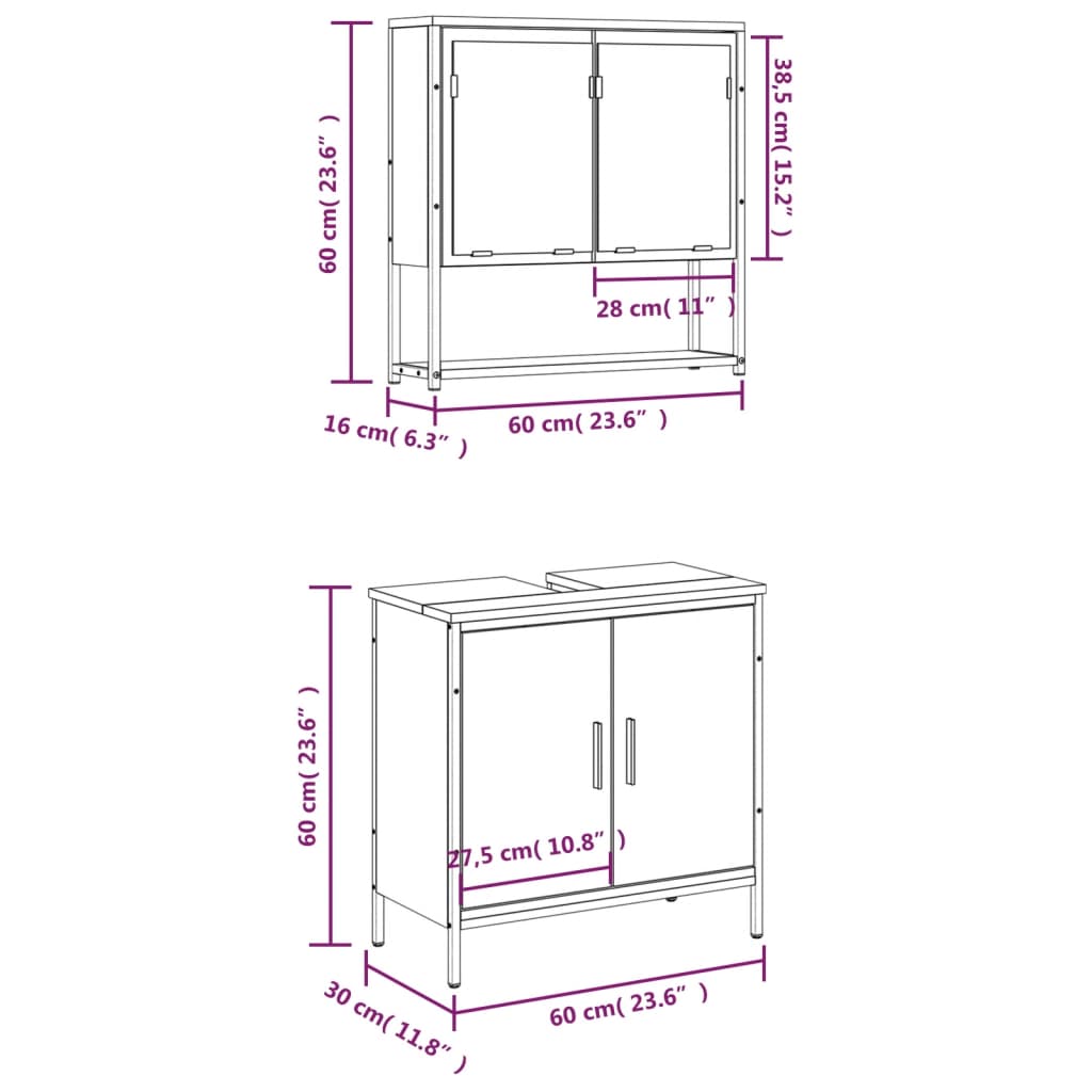 Bathroom Furniture Set Engineered Wood Medium