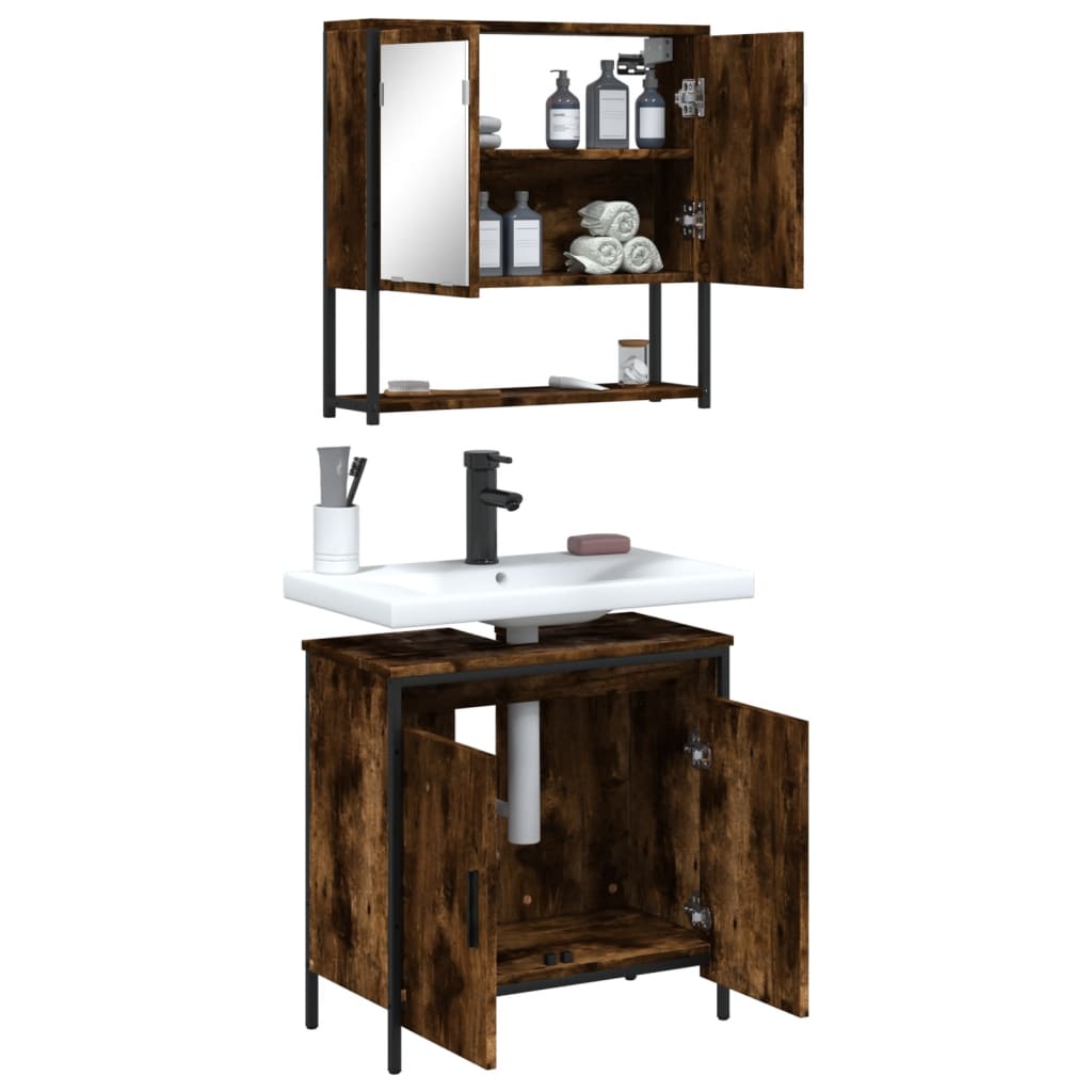 Bathroom Furniture Set Engineered Wood Medium