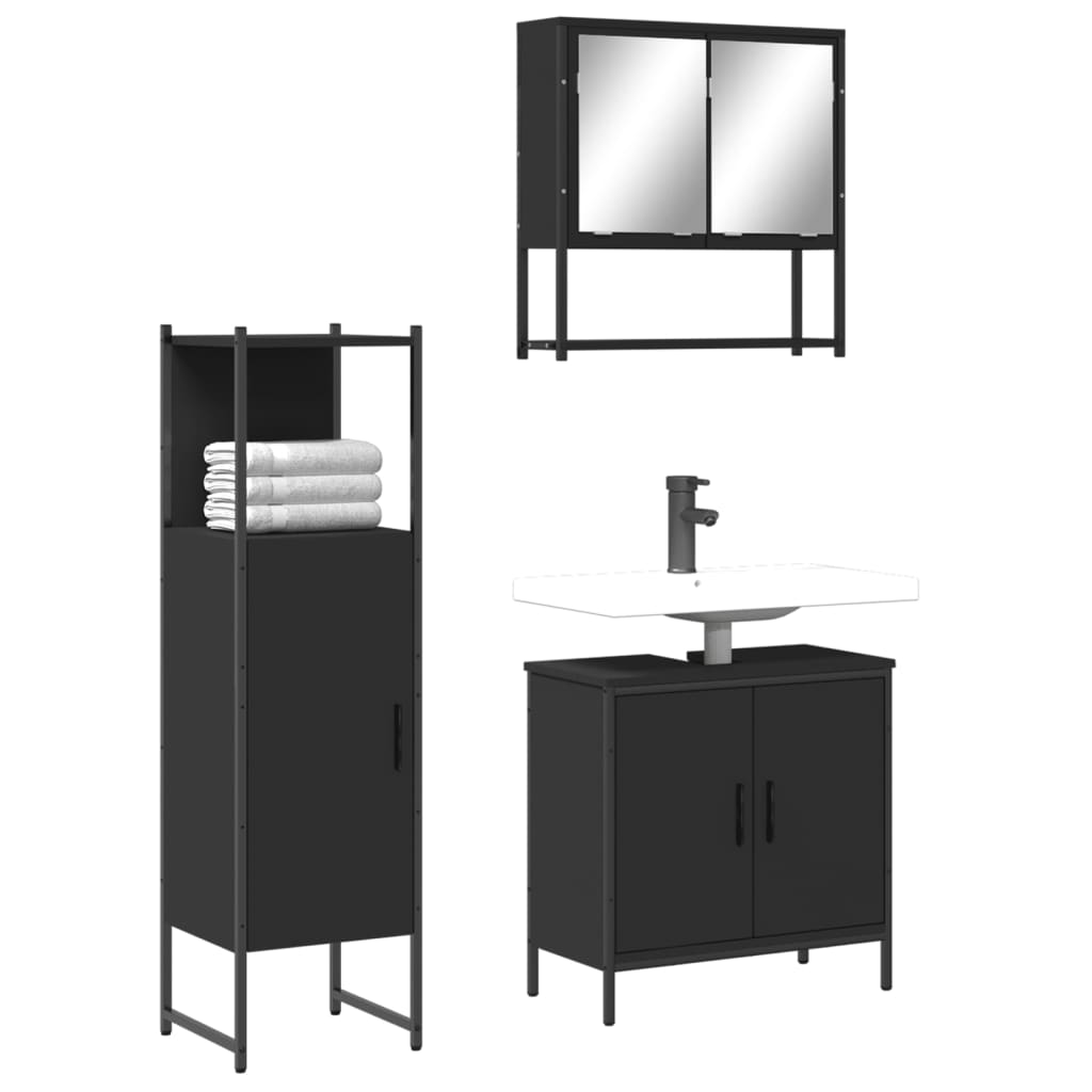 Bathroom Furniture Set Engineered Wood Medium