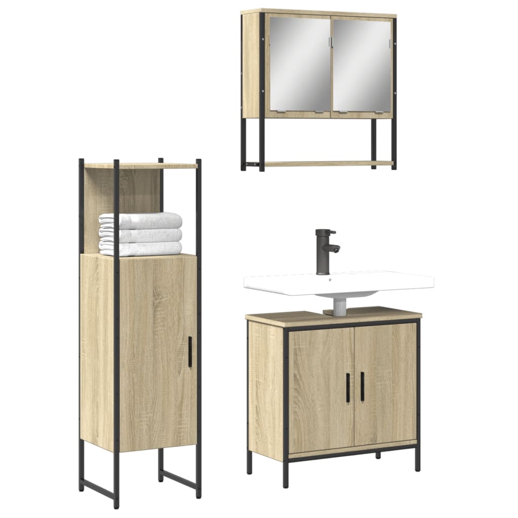 Bathroom Furniture Set Engineered Wood Medium