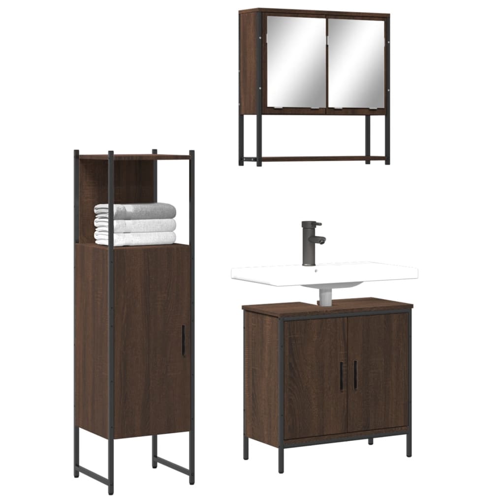 Bathroom Furniture Set Engineered Wood Medium