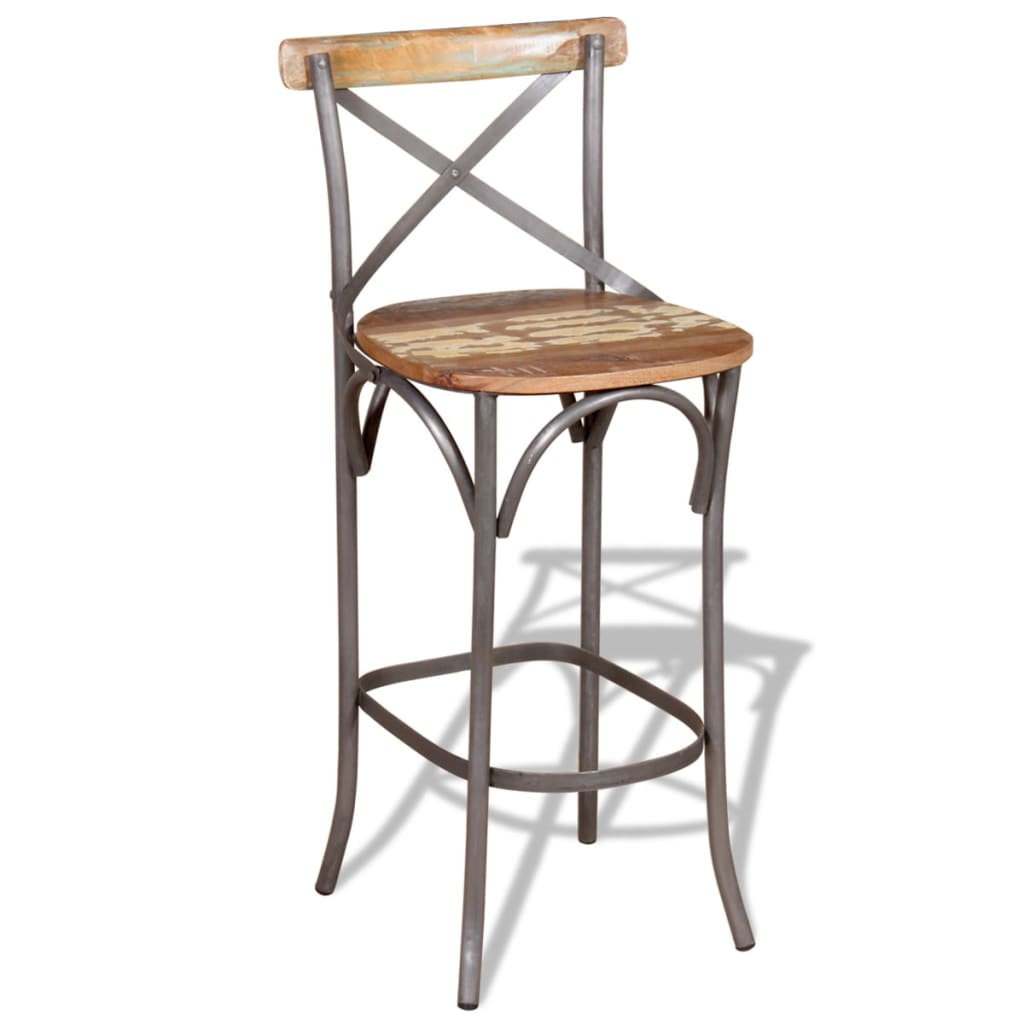 Bar Chair Multicolour Solid Reclaimed Wood Durable Bar Chair