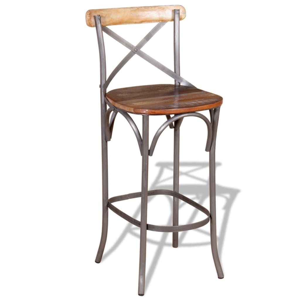Bar Chair Multicolour Solid Reclaimed Wood Durable Bar Chair