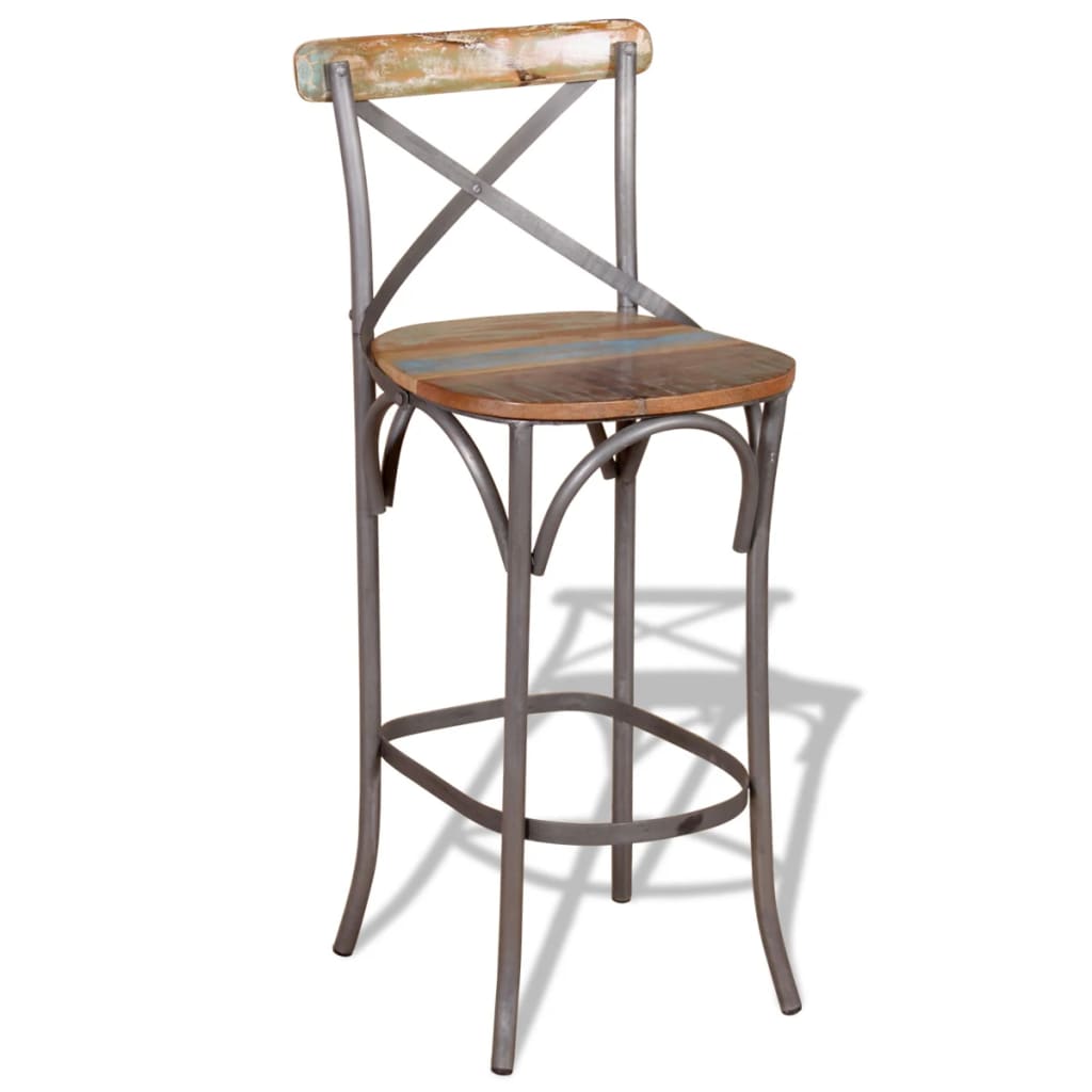 Bar Chair Multicolour Solid Reclaimed Wood Durable Bar Chair