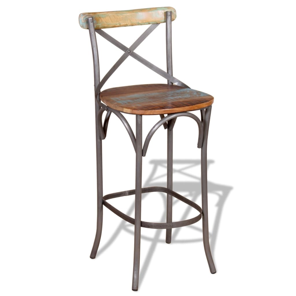 Bar Chair Multicolour Solid Reclaimed Wood Durable Bar Chair