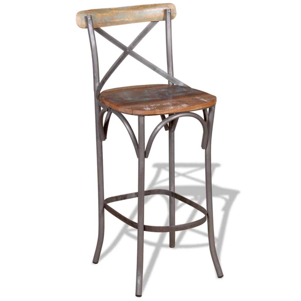 Bar Chair Multicolour Solid Reclaimed Wood Durable Bar Chair