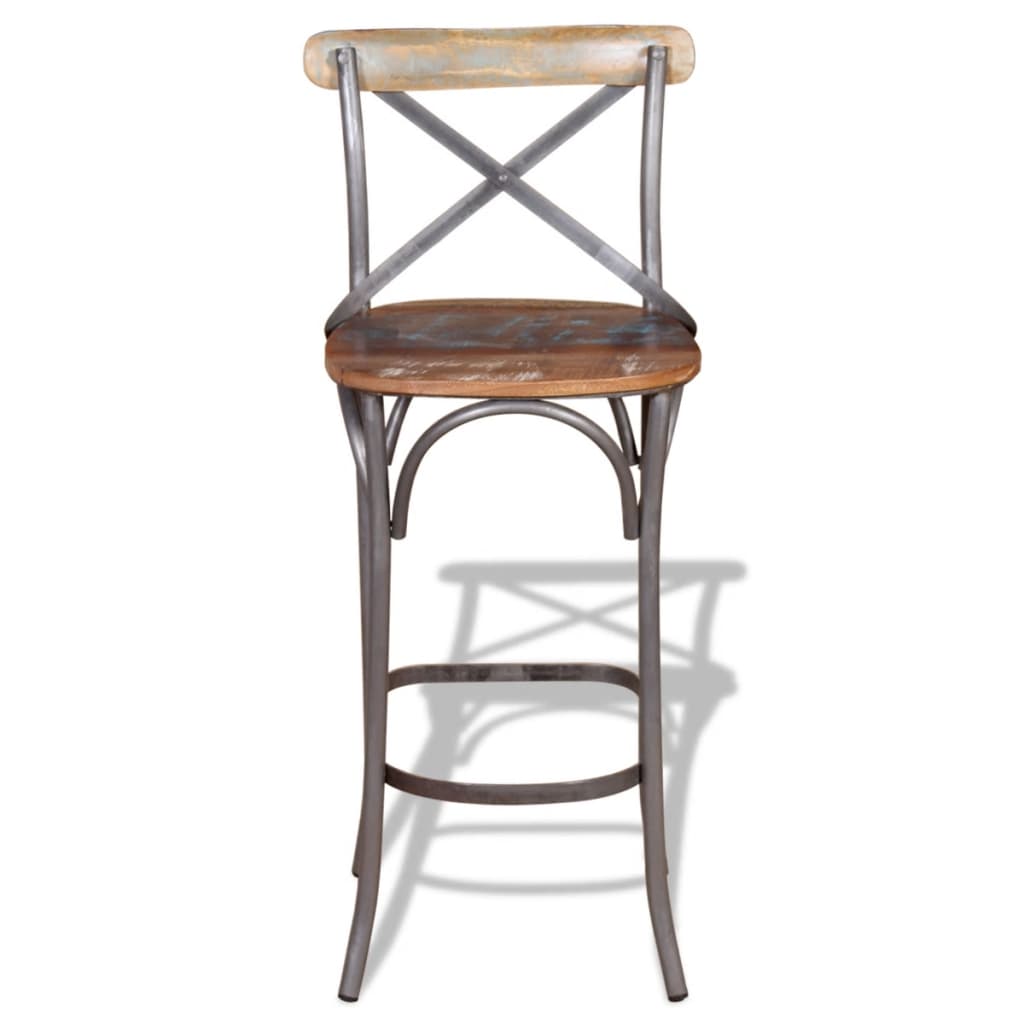 Bar Chair Multicolour Solid Reclaimed Wood Durable Bar Chair