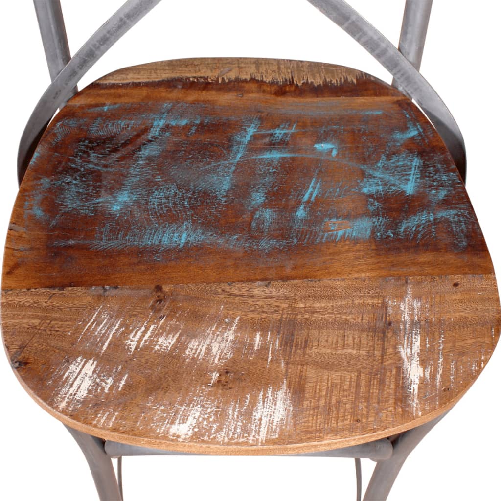 Bar Chair Multicolour Solid Reclaimed Wood Durable Bar Chair