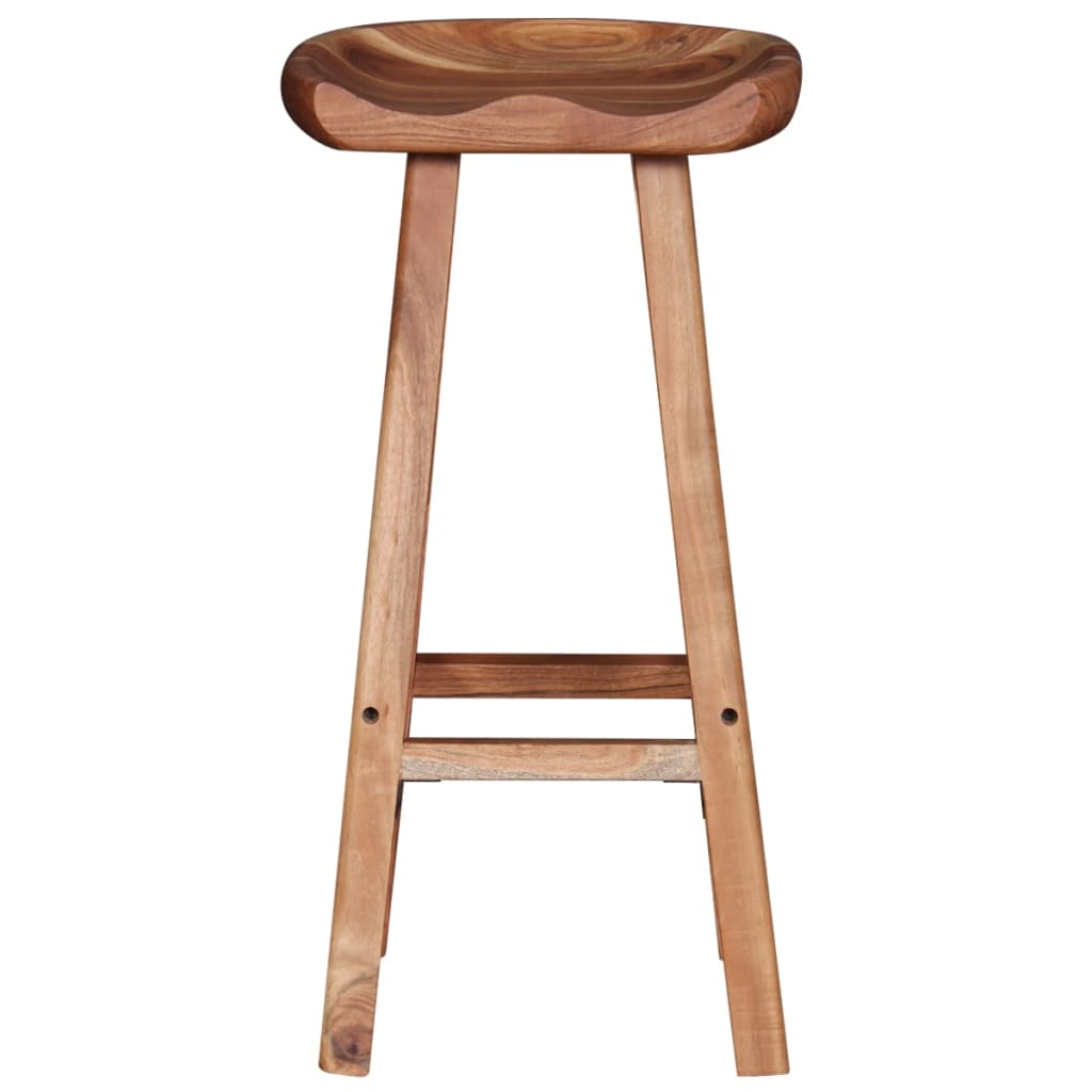Bar Stool Set Of 2 Brown Solid Acacia Wood Medium Bar Stool