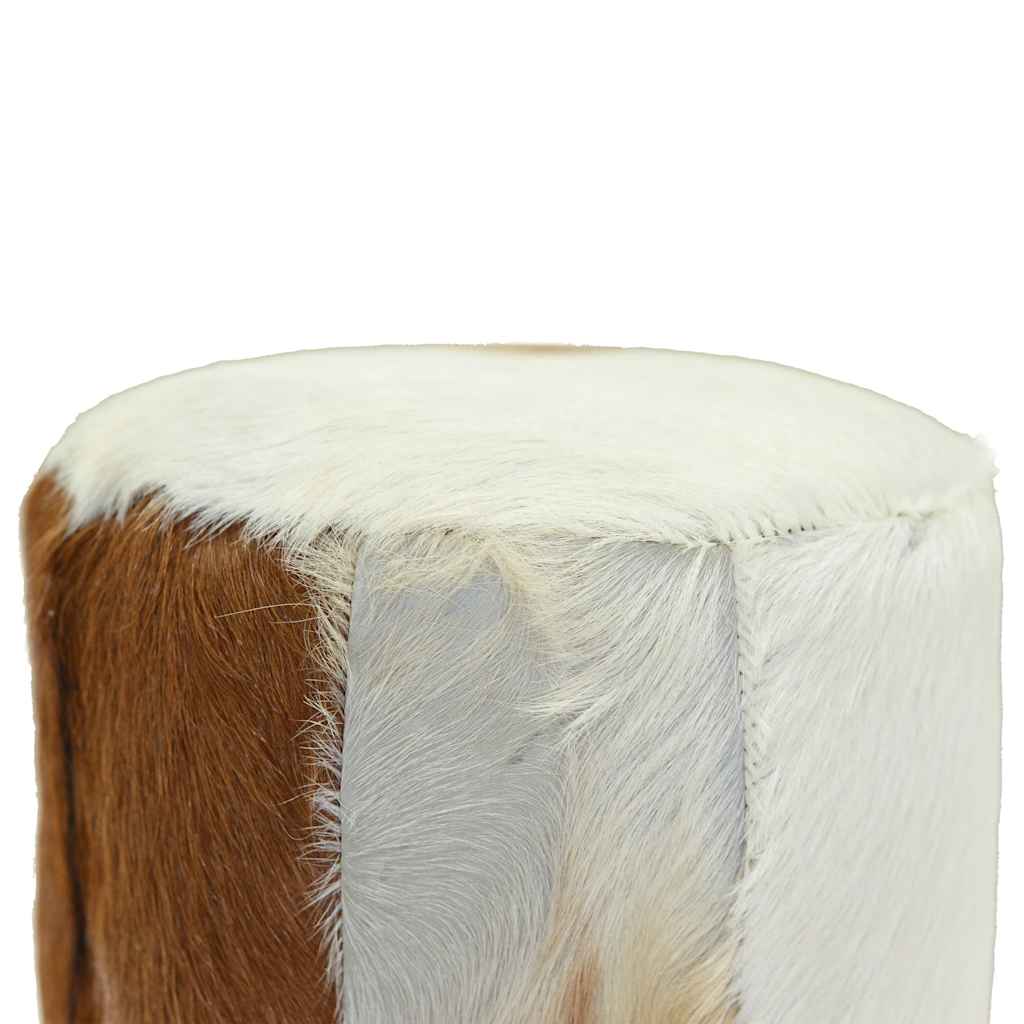 Bar Stool Natural Wood And Cow Pattern Teak Wood And Goat Leather