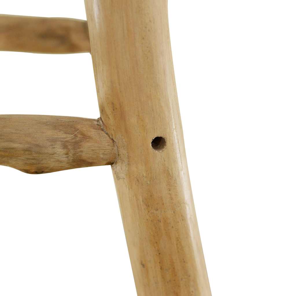 Bar Stool Natural Wood And Cow Pattern Teak Wood And Goat Leather