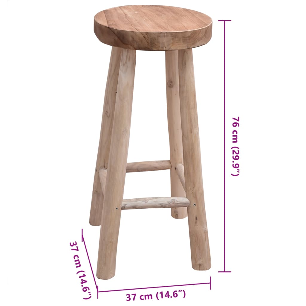 Bar Chair Brown Solid Teak Wood One Size Durable Bar Stool